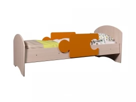 Детская кровать Мозаика, дуб + оранж ( с бортиками)