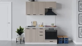Кухонный гарнитур «Лорас» длиной 160 см со шкафом НБ (Белый/Холст латте)