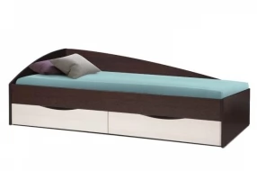 Кровать одинарная Фея - 3 (асимметричная) (200х90) New (венге / вудлайн кремовый / ДВПО белый)