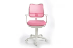 Кресло детское CH-W797 (белые колеса) Ткань/Сетка/Пластик/Металл, Розовый TW-13A (ткань)/Розовый (сетка)/Белый (пластик)