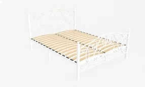 Кровать Виктория Металл, 120х190 мм, Белый муар, Белый муар