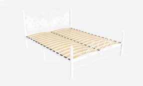 Кровать Лагуна Металл/Экокожа, 160х190 мм, Белый муар, Белый муар, 1630