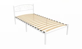 Кровать Лилия Металл, 90х190 мм, Белый муар, Белый муар