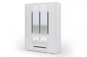 Шкаф "Валенсия" 4-х створчатый с ящиками (Дуб анкор, ЛДСП/Зеркало, Дуб анкор/венге)