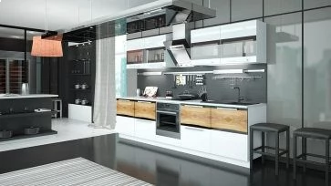 «Фэнтези» модульная мебель для кухни Белый глянец/светло-коричневый